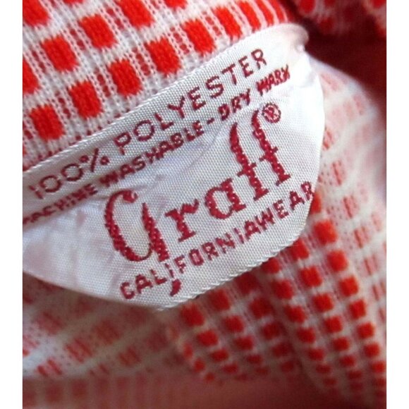 Vintage Women's Blazer Jacket Medium Graff Californiawear Red White Checkered - Picture 3 of 6